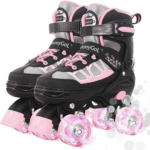MammyGol Roller Skates for Kids Boys Girls, Adjustable Quad Skates with Light Up...