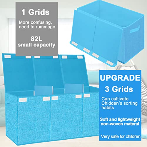 Jaysdayly Toy Box For Boys Extra Large,Collapsible Toy Chest Storage Organizer With Removable Lids,Toy Boxes Baskets For Kids Adjustable Space With Dividers,35.8 * 16 * 12.6 Inches Blue #TOP3