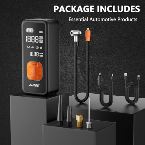 ZUZEE Tire Inflator Portable Air Compressor - 4X Faster Inflation, 150PSI Air Pump for Car Tires with Digital Pressure Gauge/LED Light, Portable Tire Inflator for Car, Moto, Bike, Ball, etc by ZUZEE - Used condition - Image 9