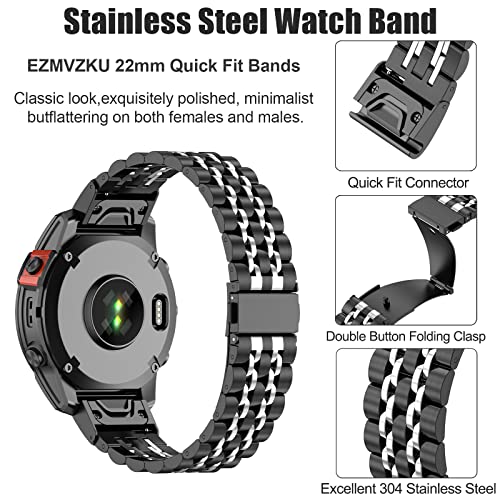 EZMVZKU 22mm QuickFit Metal Strap for Garmin Fenix E/Fenix 8 AMOLED 47mm/7/7 Pro/6/6 Pro/5/5 Plus,Stainless Steel Watchband for Forerunner 965 955 945 935/Approach S62/S60/epix Pro 47MM/Descent G1 - Image 4