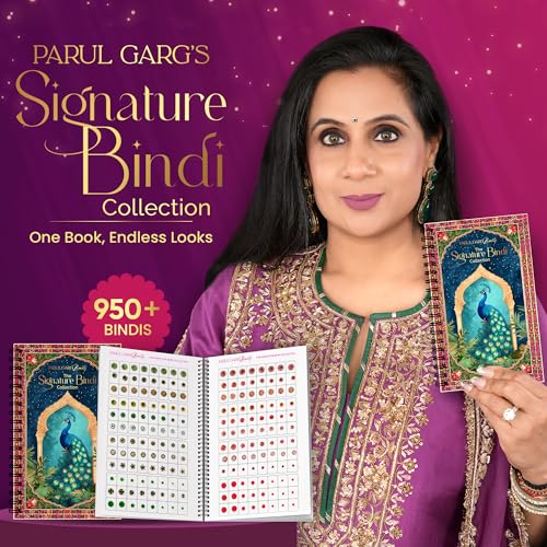 Image of Parul Garg Beauty Signature Bindi Collection - 950+ Multicolour Designer Bindis | Reusable Self-Adhesive Kumkum Bindis | Assorted Sizes 2mm-7mm | Bridal, Wedding, Festive Pack