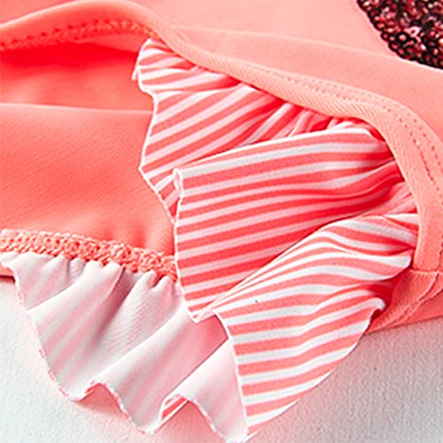 Julysand Toddler Girls Orange One Piece Swimsuit Sequin Unicorn Swimwear Bow Ruffled Bathing Suit #TOP5