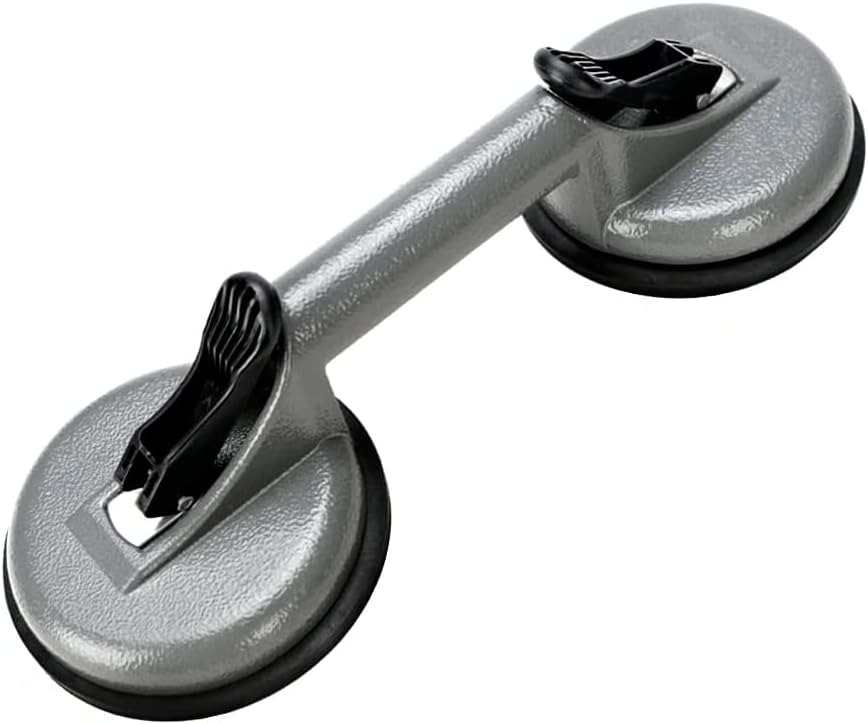 SUNRISE Glass Lifting Suction Cups Heavy Duty Vacuum Aluminum Alloy Handle Holder to Lift Large Glass/Floor Gap Fixer/Tile Lifter/Moving Window,Mirror/Windshield Removal (1, Double Plate)