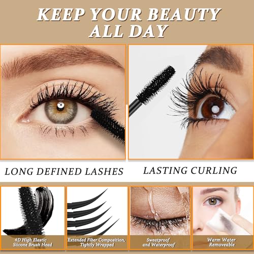 NICEMOVIC Waterproof Mascara Black Volume and Length, 4D Silk Fiber Eyelash Mascara Long Lasting Non-Clumping, Sweatproof & Smudge-Proof, Longer and Thicker Eyelashes for Makeup - Image 5