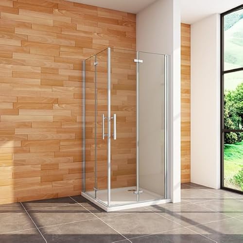 Aica Sanitär Eckeinstieg Duschkabine Dusche Duschwand Duschabtrennung Falttür H195cm,80x80cm
