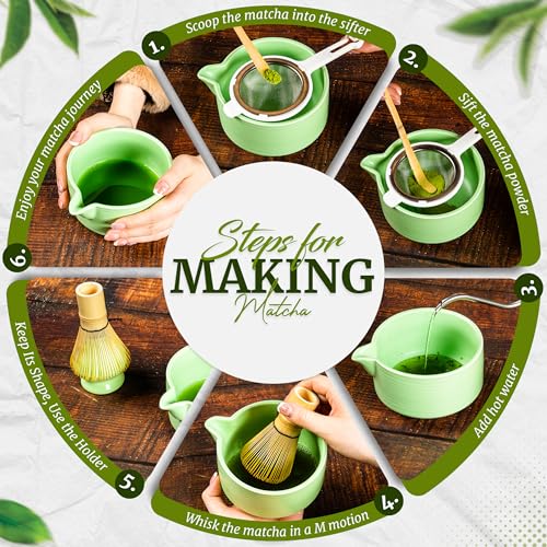 BRJSY Complete Matcha Tea Set with Pour Spout Bowl