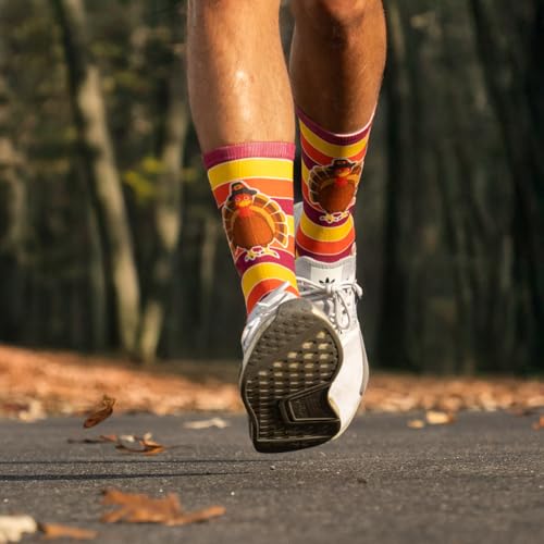 Gone For a Run Run Now Gobble Later (Yellow/Orange/Brown) Printed Mid Calf Socks | Running Socks Multiple Sizes4
