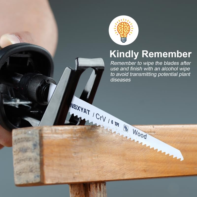 Miniatura 7 de 8 hojas de sierra recíproca para poda de madera, incluyendo 6 piezas de corte de madera premium y 2 hojas de metal de carburo con estuche de