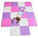 MQIAOHAM tapis de sol puzzle tapis mousse bebe jeu enfant aire de jeux pour puzzle multicolores enfants baby mat à ramper activite épais puzzle mat baby à ramper blanc-rose-Violet 101103111