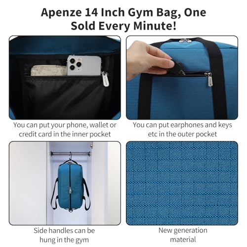 Image of Apenze Small Gym Bag 14 inch lightweight Carry On Mini Duffel Bag for Travel Sport - Blue