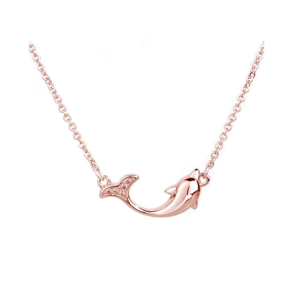 JOYID Sweet Dolphin Pendant Necklace Copper Crystal Sea Animal Fashion Jewelry for Women