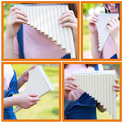 C Key Pan Flute Pan Pipe Instrument Key Of C Plastic 16 Panpipes Flute Beginner Playing Pan Flute C Key Pan Flute Woodwind Musical Instrument For Learning Teaching Beige #TOP5