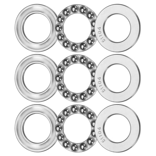 QUARKZMAN 3 Stück Kugellager 51104 Axiallager 20 x 35 x 10mm Axialkugellager Einreihig, Chromstahl (ABEC3)