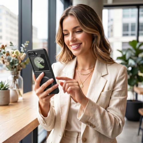 Image of amazon basics Premium Mag-Safe Case for Samsung Galaxy Z Flip 5 | Shockproof & Anti-Scratch Cover | Soft Silicone with Wireless Charging | Camera Lens Guard - Black