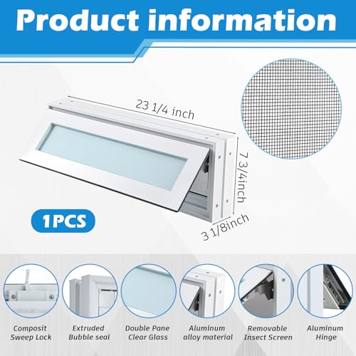 Ventana de cobertizo CroBlissful de 24 x 8 para iluminar tu taller con doble acristalamiento 3