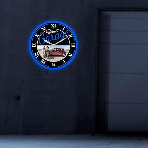Miniatura 4 de Reloj de pared de neón personalizado con foto de automóvil, reloj de pared personalizado con nombre para los amantes de los automóviles para