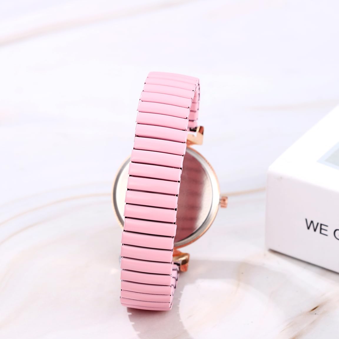 JewelryWe Damenuhr Elastische Uhr für Senioren Analog Quarz Armbanduhr Damen Stretcharmband Lässige Uhr mit Edelstahl Zugarmband & großem leicht ablesbar Zifferblatt