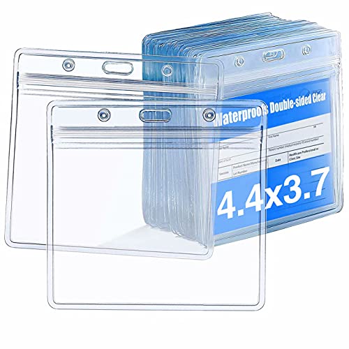 Kartenschutz, 10,9 x 8,9 cm, wasserdicht, horizontal, Ausweis, Namensschild, transparente PVC-Hülle mit wiederverschließbarem Reißverschluss, 5 Stück Cover