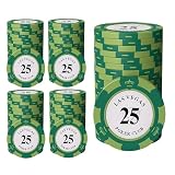 East Leaf ポーカーチップ クレイ製 カジノチップ 25 面値 単品 100枚セット メタルインサート入り 高級 重厚感 本格仕様 カードゲーム用
