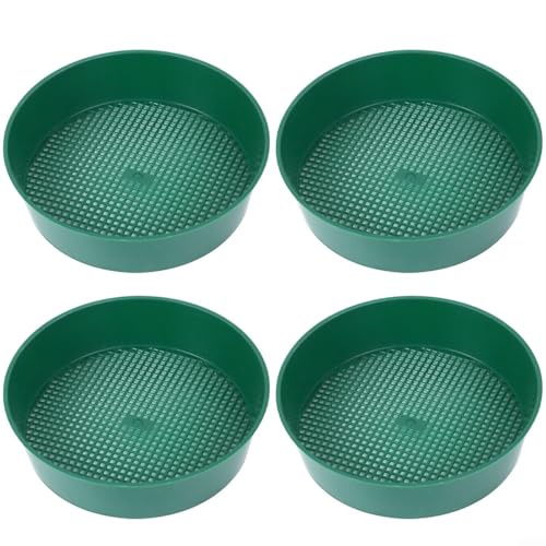 NiuLumea Juego de 4 tamices de tierra para macetas de jardín, cesta de filtro de malla para material de polipropileno con agujeros de fugas, compost eficiente y separación de arena (negro) + verde