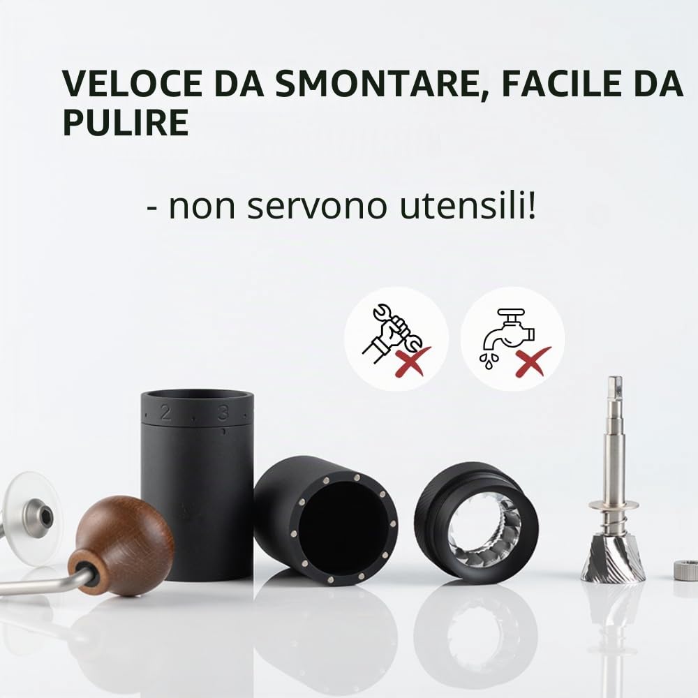 1Zpresso X-Ultra Macinacaffè Manuale Nero, Struttura Robusta in Metallo, Assemblaggio in Acciaio Inox, Regolazione Esterna Numerica, Contenitore, Elevata Efficienza di Macinatura, Macinino Portatile