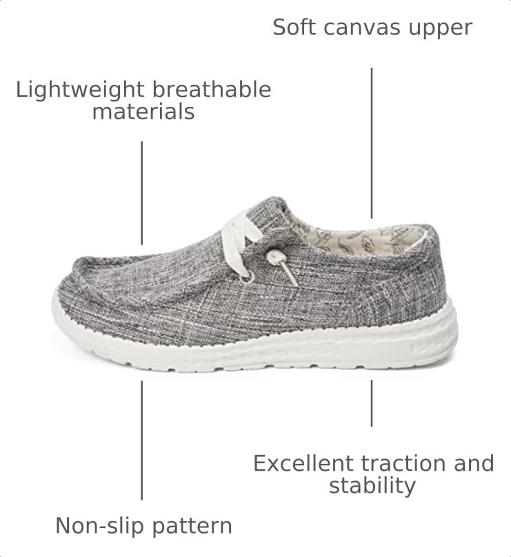 Image of Women's Canvas Loafers, Comfortable Slip-On Walking Shoes | Breathable Fabric Upper, Flexible Boat-Shoe Styling, Easy On and Off for Errands, Travel, Commuting and Everyday Wear