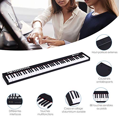 DREAMADE Piano Numérique Portable 88 Touches, Clavier Electronique avec Fonction de Transposition, Chargeur et USB Interface, Enfant ou Débutant (127×21,5×6,5 cm) - Les Beatles, Paul McCartney, John Lennon, RIngo Starr, George Harrison DREAMADE Piano Numérique Portable 88 Touches, Clavier Electronique avec Fonction de Transposition, Chargeur et USB Interface, Enfant ou Débutant (127x21,5x6,5 cm) – Image 8