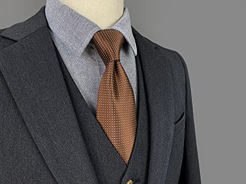 S&W SHLAX&WING Gravatas para homens Gravata formal de cobre marrom com pontos brancos Gravata de tam