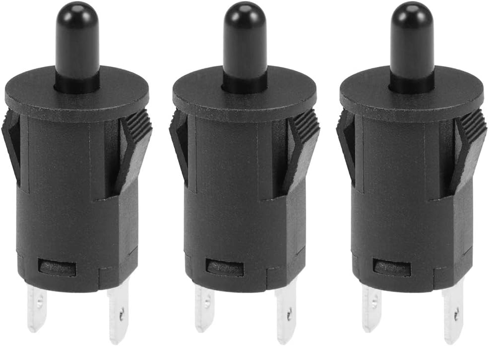 uxcell Fridge Door Light Switch 10mm Momentary Refrigerator Switch Normally Closed PB35 AC 250V 3A Black 3pcs