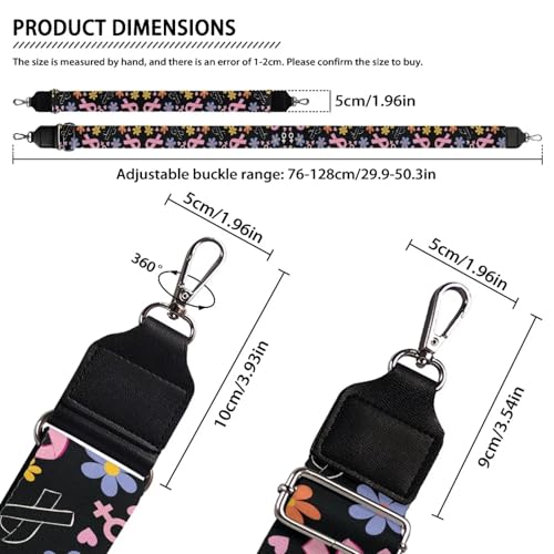 Image of GLENLCWE Breast Cancer Pink Ribbon Wide Shoulder Strap, Adjustable Replacement Belt for Crossbody Canvas Bag Handbag