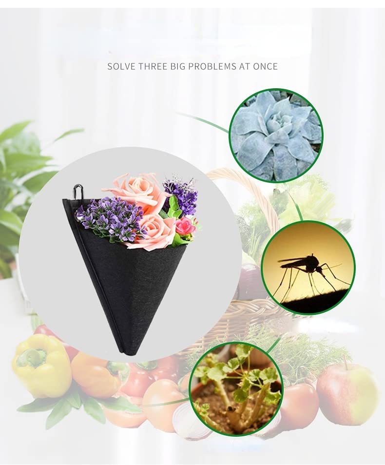 6er-Set Pflanzsack Aus Vliesstoff, Pflanzbeutel Hängend Pflanztaschen, Wand Sukkulenten Blumentopf Korb Mit Haken, Atmungsaktiv Warm Halten Hängetopf, Pflanzentasche Für Innen-und Außendekoration