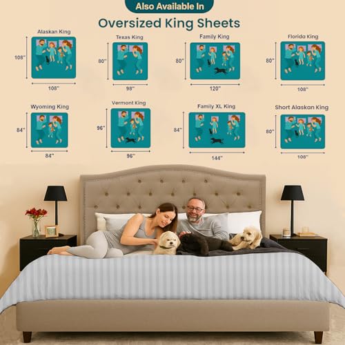 Image of SGI 80 inchx98 inch 4 Pc Texas King Sheet Set 600 TC 18 inch Deep, Light Gray Stripe