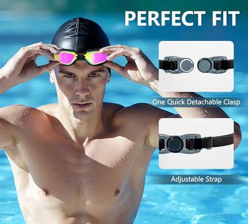 Image of Swim Goggles,2 Pack Swimming Goggles for Adult Men Women, No Leak Anti-Fog & UV, Wide Visio HD Mirror PC Lens