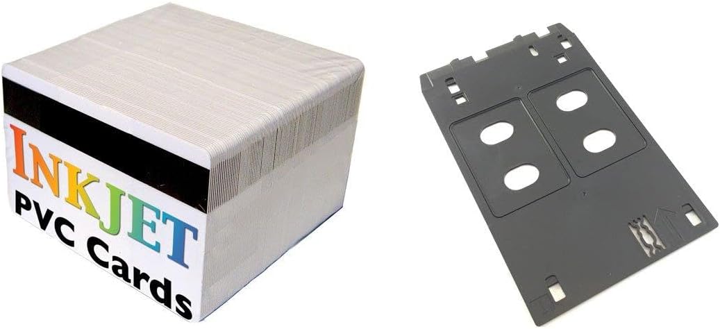 Inkjet PVC ID Card Starter Kit - Includes 100 HiCo Magnetic Stripe Cards - Compatible with Canon J Tray Printers (100 HiCo Magnetic Stripe Cards)