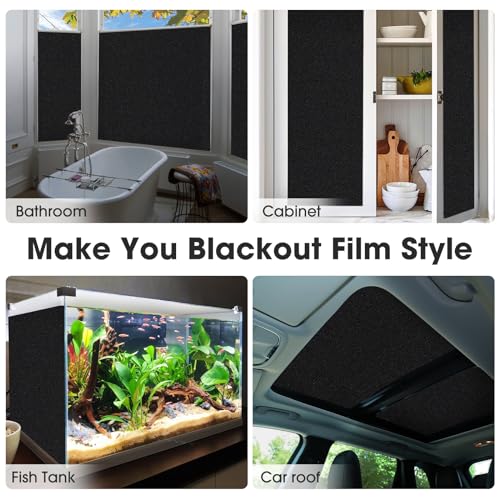 Coavas WINFIM01-PET 100% Blackout Window Film Uv Heat Blocking Window Privacy Film Room Darkening Frosted Glass Window Cover Static Cling Removable Window Tint thumb #8