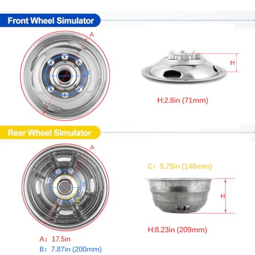 Image of 4pcs Front+Rear 17 inch Polished 304L Stainless Steel Dually Wheel Simulators,Nice Looking Bolt On Wheel Cover,8 Lug 4 Hand Hole Hubcaps Compatible with 2005-2025 Ford F350 C17A8