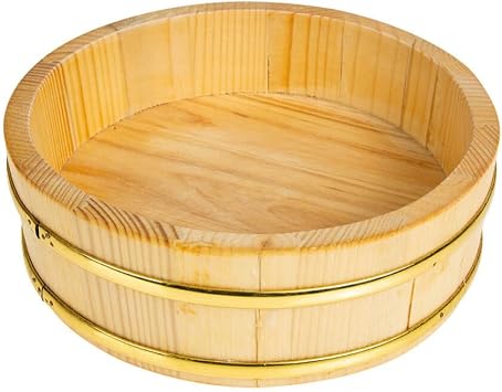 UPKOCH Wooden Sushi Rice Bowl Rice Mixing Tub Hangiri Sushi Oke Wood Sushi Barrel Japanese Sushi Rice Storage Bucket for Home Restaurant, 28cm