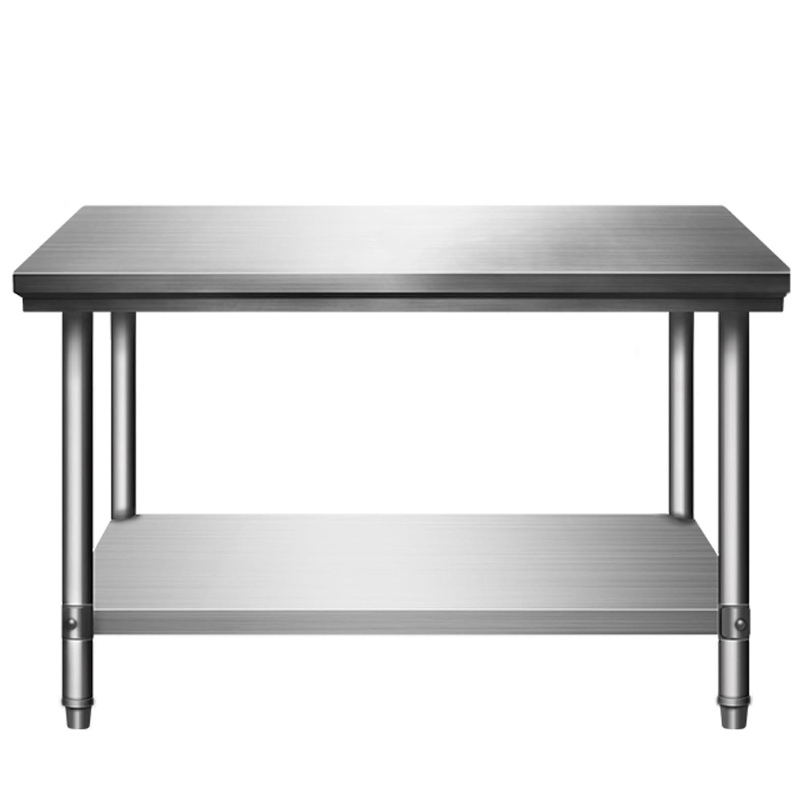 Tavolo da Preparazione, Tavolo da Lavoro Commerciale in Acciaio Inox, banco da Lavoro Regolabile per la Preparazione degli Alimenti, Piano di Lavoro da Cucina Resistente con 2 Ripiani, Ideal