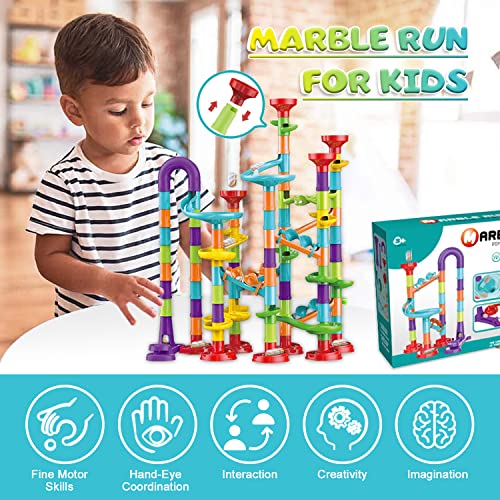 Marble Run For Kids Ages 4-8 - Maze Game Diy Educational Playset Birthday Gift For Ages 3+,Track Pipe Building Blocks Glass Marbles For Kids Birth Day Preschool, Toys For 3 Year Old Boys Christmas #TOP3
