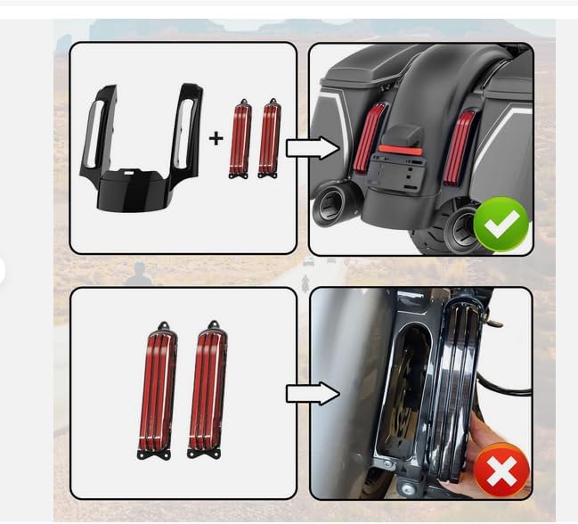 Miniatura 8 de TCT-MOTORPARTS Luz LED para guardabarros traseros para Harley Touring Road King Street Glide Electra CVO Street Road Glide Ultra Limited FLHTK