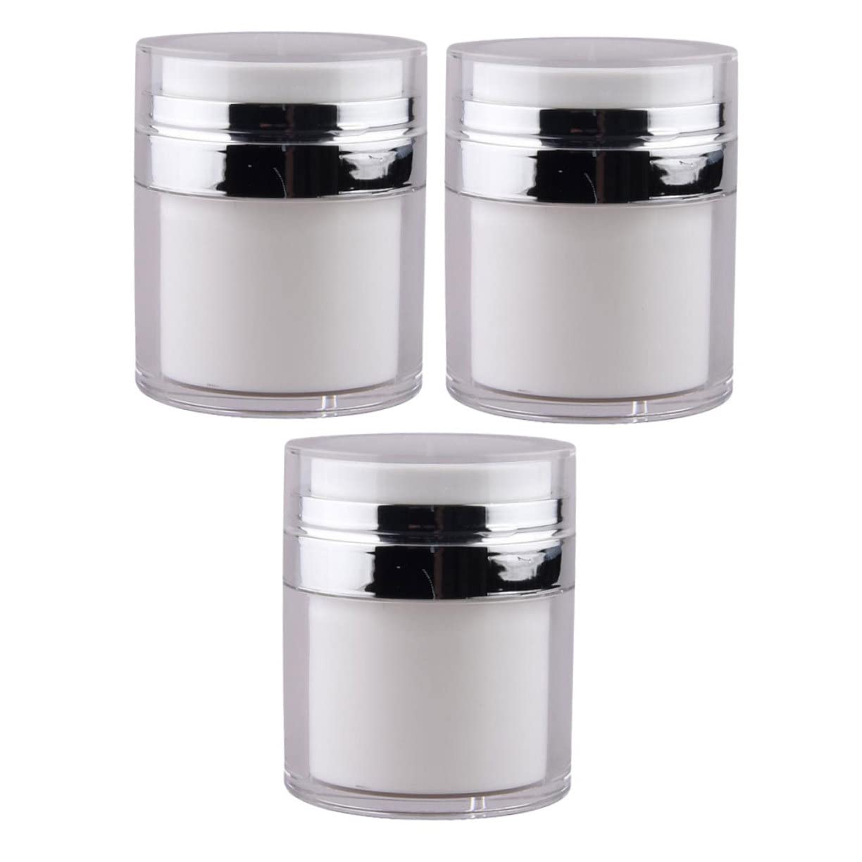 Housoutil Envases Para Crema 6 Frascos De Crema Prensados ​​de Tamaño De Viaje Frascos Con Sin Aire Para El Cuidado De La Piel y Maquillaje Práctico Subbotella Dispensador De Loción Al Vacío Frasco