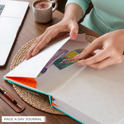 Image of NEORAH -A5 RULED | 368 Pages - 110 Gsm | PAGE A DAY JOURNAL (21x14.8 cm)-Hardcover RULED Notebook |Back Pocket|3 Silk Book Mark-Completely HANDMADE for Journaling,Note Taking- TEAL