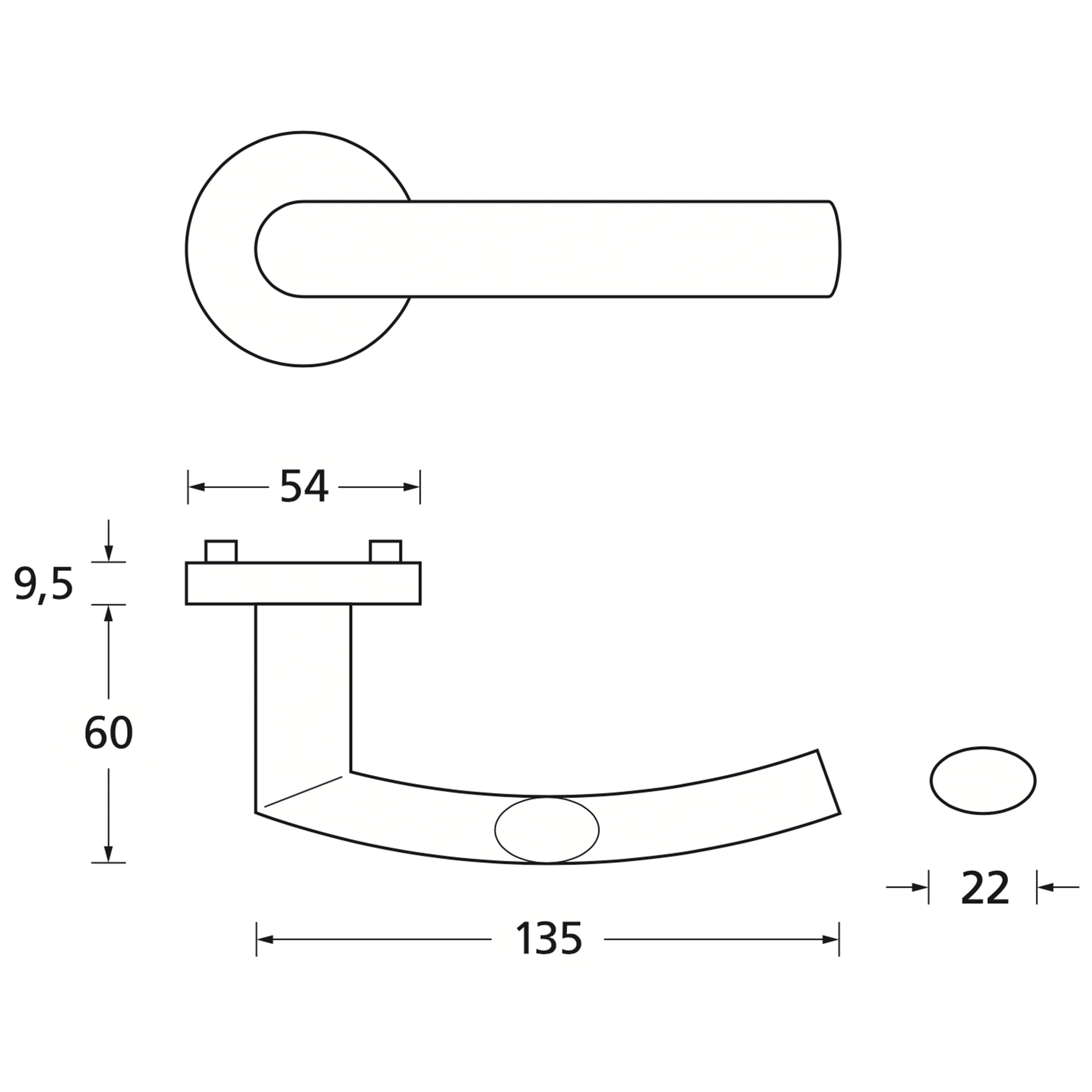 Beschläge Hamburg | Türgriff Türbeschlag | Trondheim scoop SBL 1003 | Türklinken mit WC Rosetten für Bad und Toilette | Drückergarnitur/Türdrücker für Innentüren | rund ø54x9,5 mm in schwarz matt
