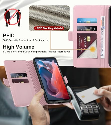 Yunubeyii Wallet Flip Case for Moto G Play (2024),Pink - image 3