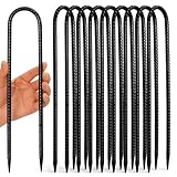 Homwin Trampoline Stakes 12 inches 10-Pack U Stake for Ground Heavy Duty Trampoline Anchors High Wind Stakes for Fence, Swing Set, Outdoor Decoration and Gazebo