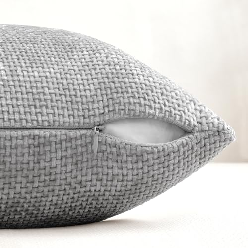 Topfinel Kissenbezug 30x50 Grau 4er Set Chenille Kissenbezüge Kissenhülle Sofakissen Dekokissen Zierkissenhülle Dekokissenbezug Rattan… – Ansicht 6