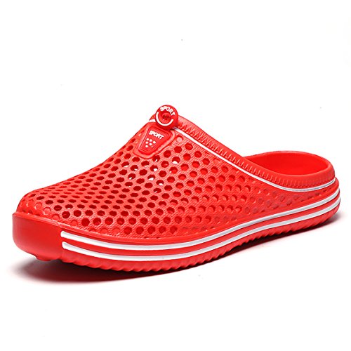 Women's Men's Garden Clogs Shoes Breathable Shoes Bathing Shoes Beach Shoes Water Shoes Footwear Slippers Walking Shoes Red 39