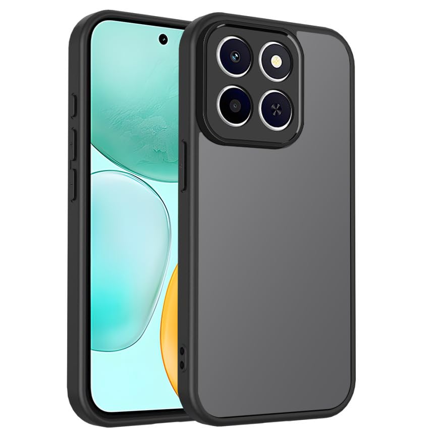 TQLGY Matte Case for Honor X6c Shockproof Military Grade Drop Protection Frosted Translucent Skin-Touch Hard Back Slim Phone Cover Black