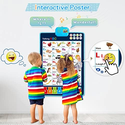 HahaGift Interactive Alphabet Wall Chart - Learning ABC, 123, Music Poster, Educational Toy for Toddlers