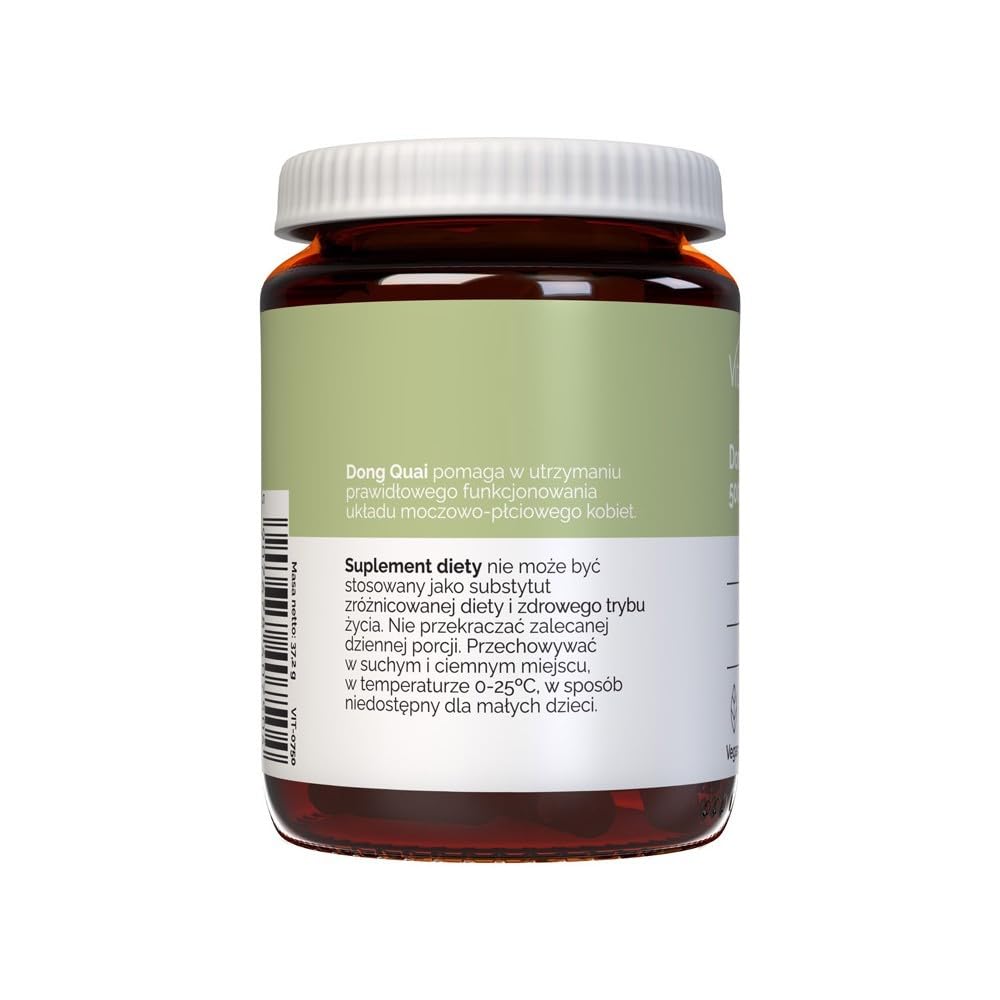 Vitaler's Dong Quai 500 mg - 60 Kapseln, Vegan, 2 Monate Supplementation Keine Konservierungsstoffe, Reine Zusammensetzung
